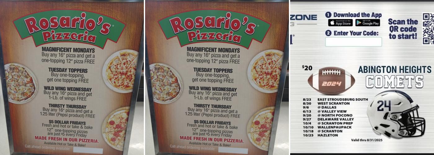 Rosario's Pizzeria Menu