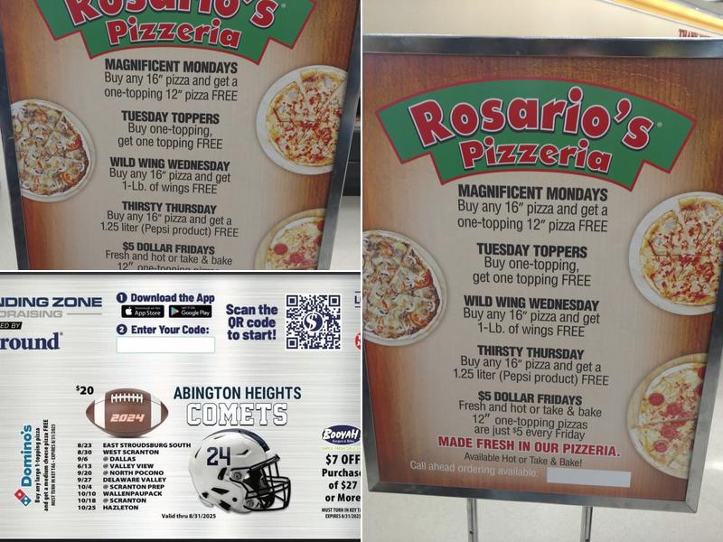 Rosario's Pizzeria Menu
