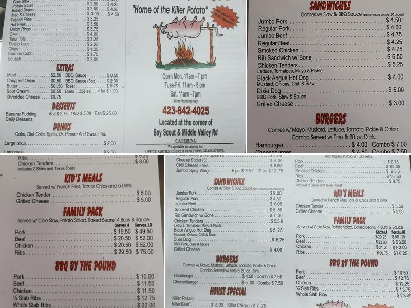 Dixie BBQ Menu