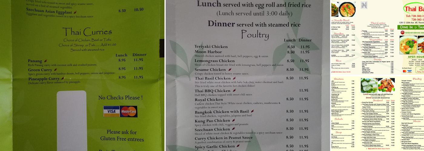Thai Basil Restaurant Menu