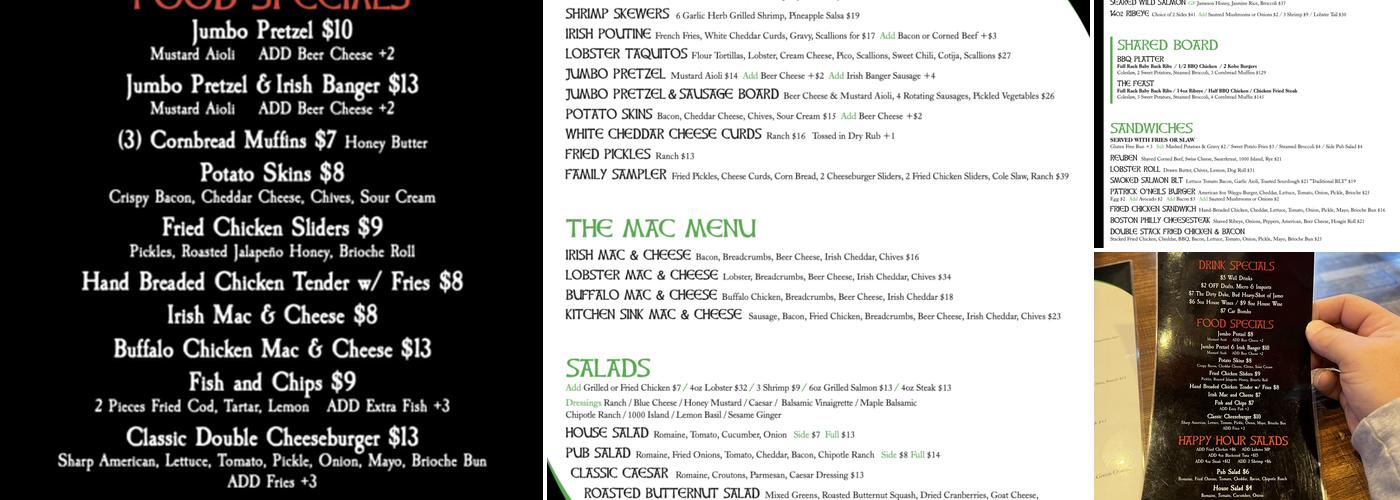 O'Neil's Tavern & Grill Menu