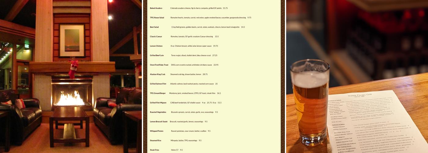 Three Peaks Grill Menu