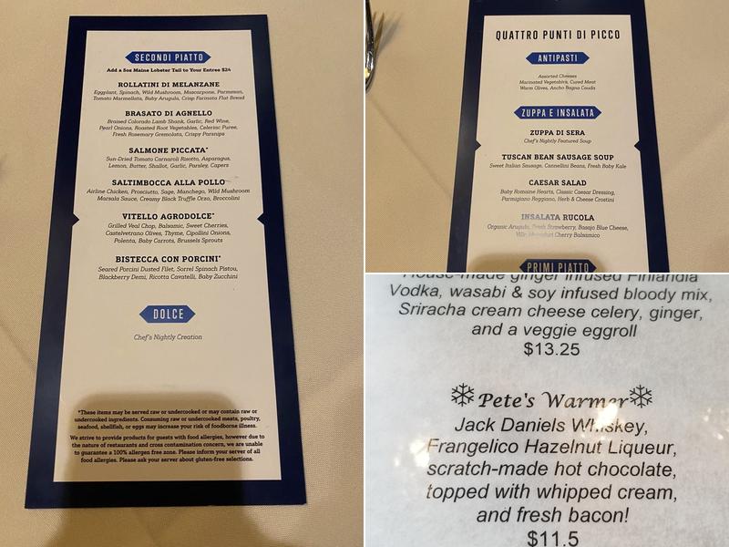 Four Points Lodge Menu