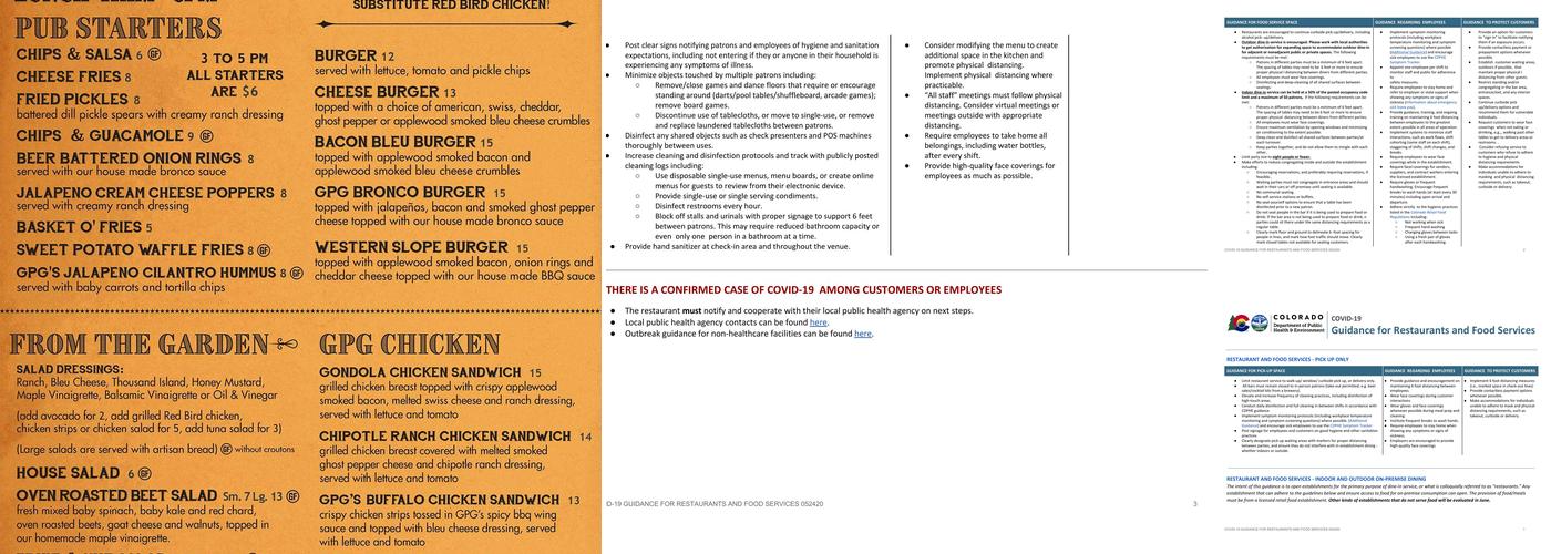 Gondola Pub & Grill Menu