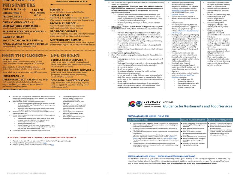 Gondola Pub & Grill Menu