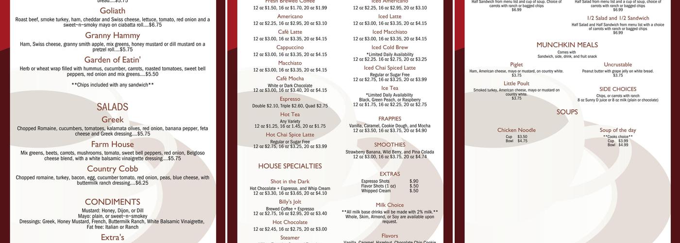 Common Grounds Menu
