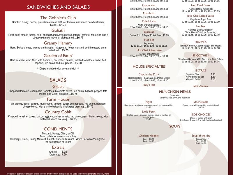 Common Grounds Menu