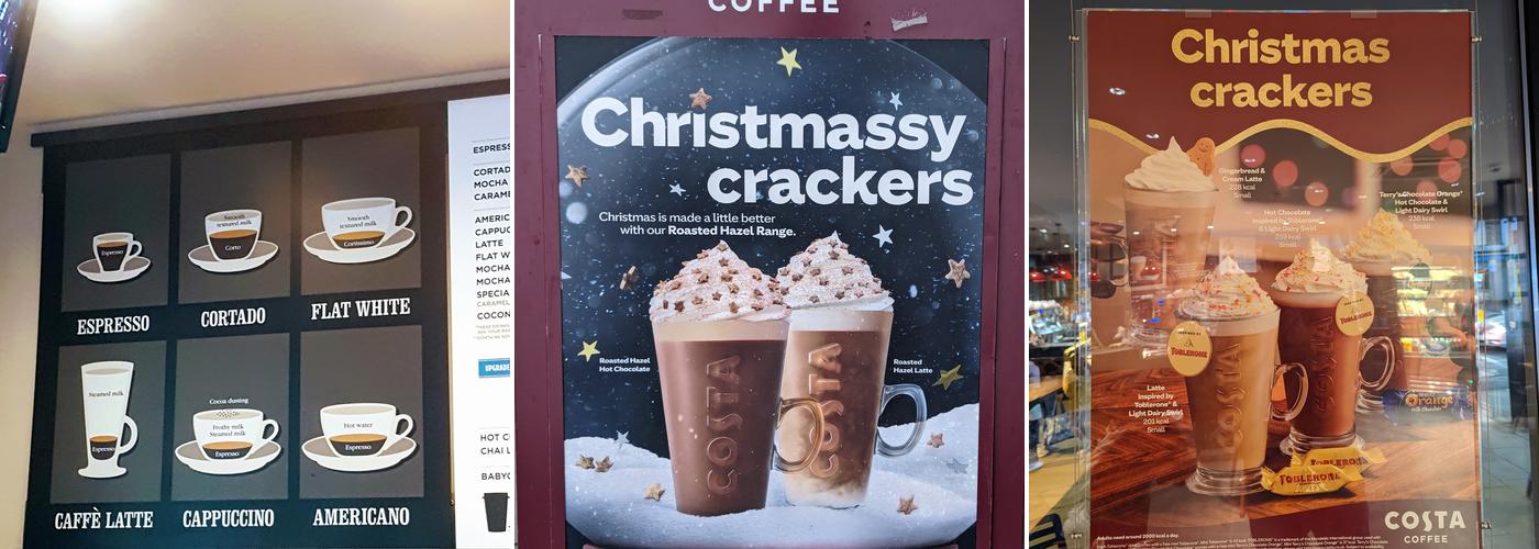 Costa Coffee Menu