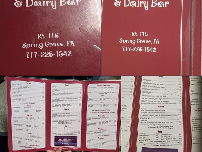 Papertown Dairy Bar & Restaurant Menu