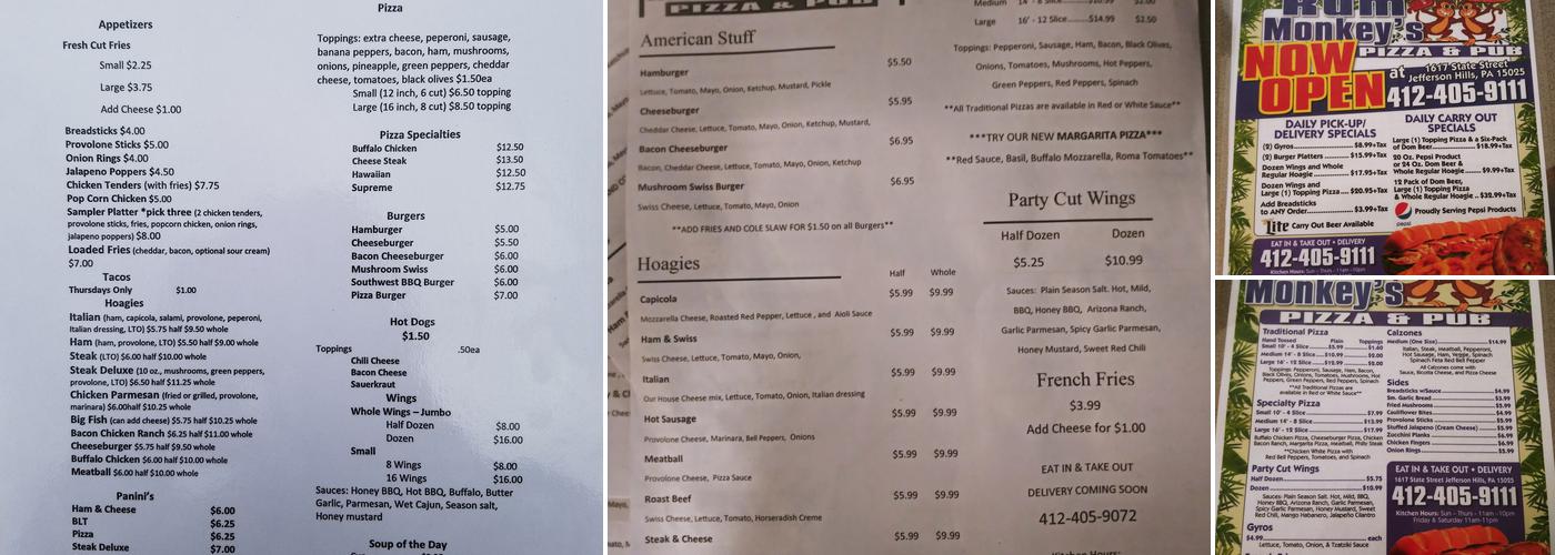 Floreffe Hotel Pizza Menu