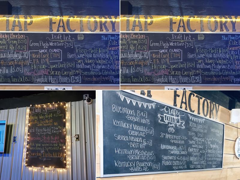 The Tap Factory Menu