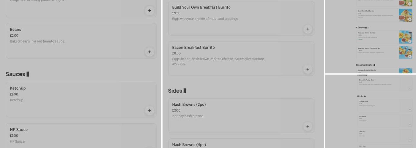 The Beach Café Menu