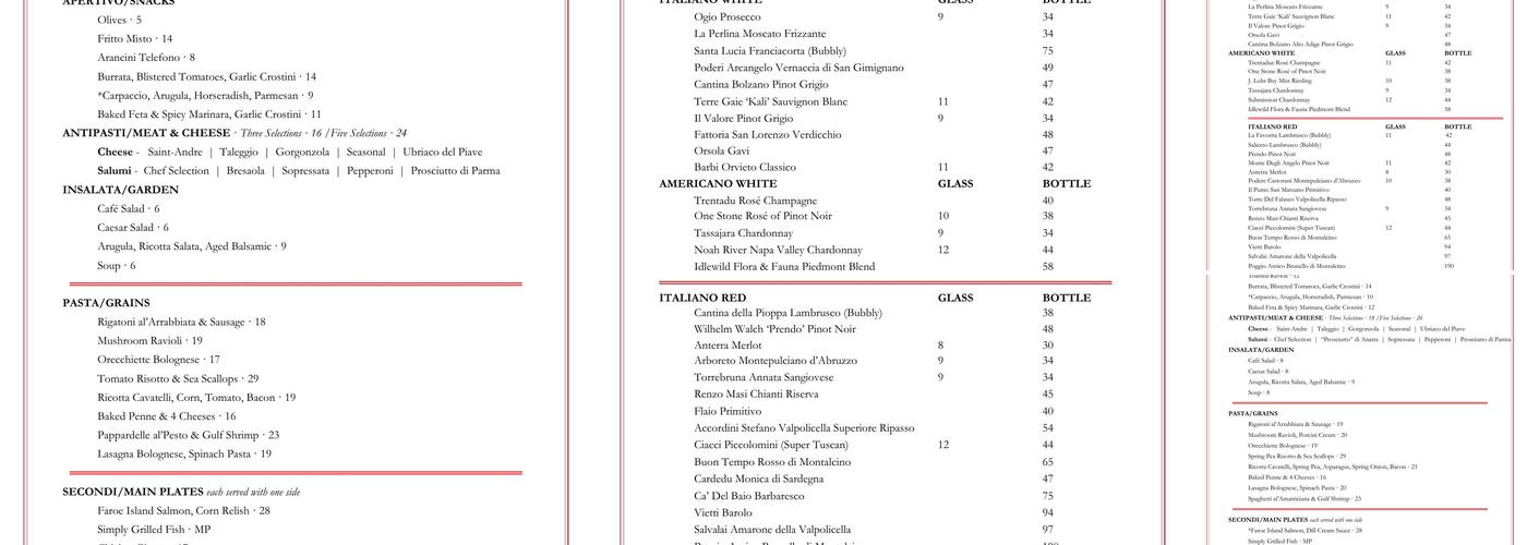 Il Primo Northshore Menu