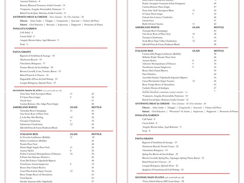 Il Primo Northshore Menu
