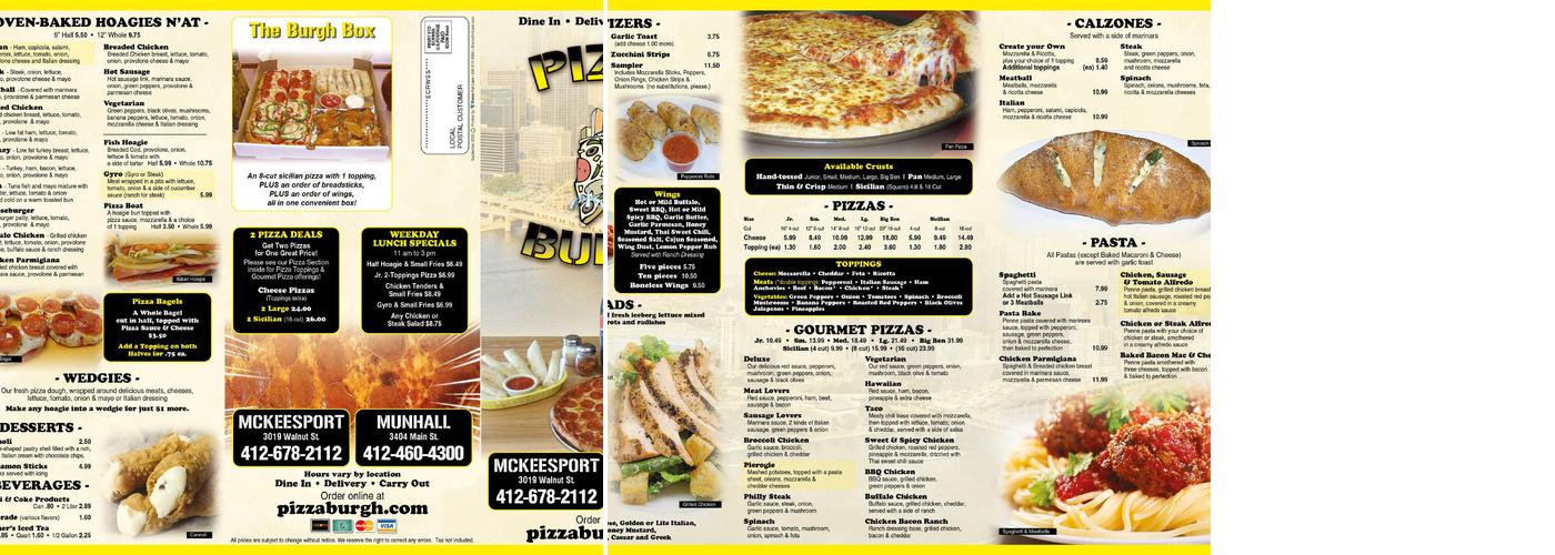 Pizza Burgh Menu
