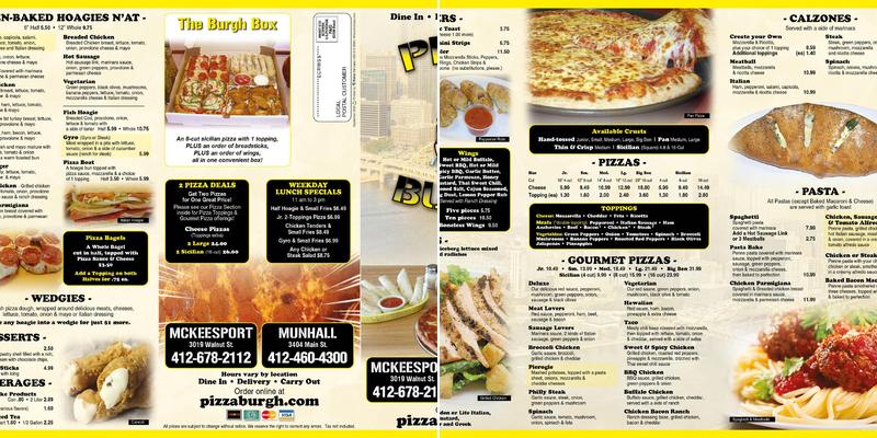 Pizza Burgh Menu