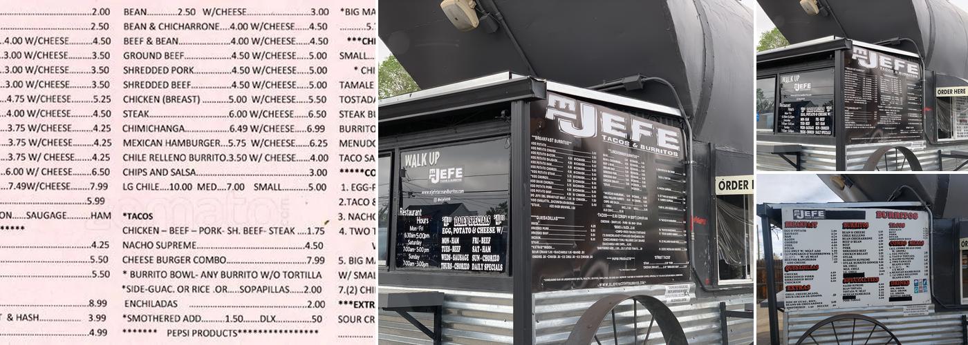 EL Jefe Tacos and Burritos #2 Menu