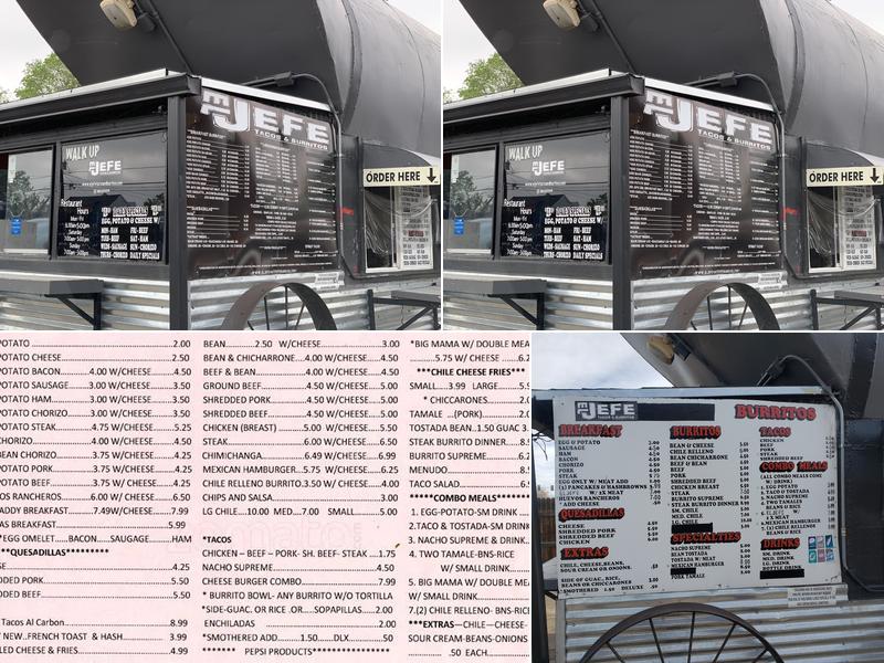 EL Jefe Tacos and Burritos #2 Menu