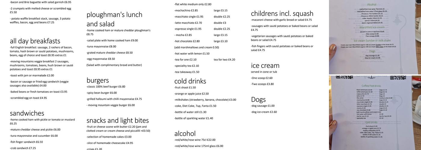 Cafe on the Pier Menu