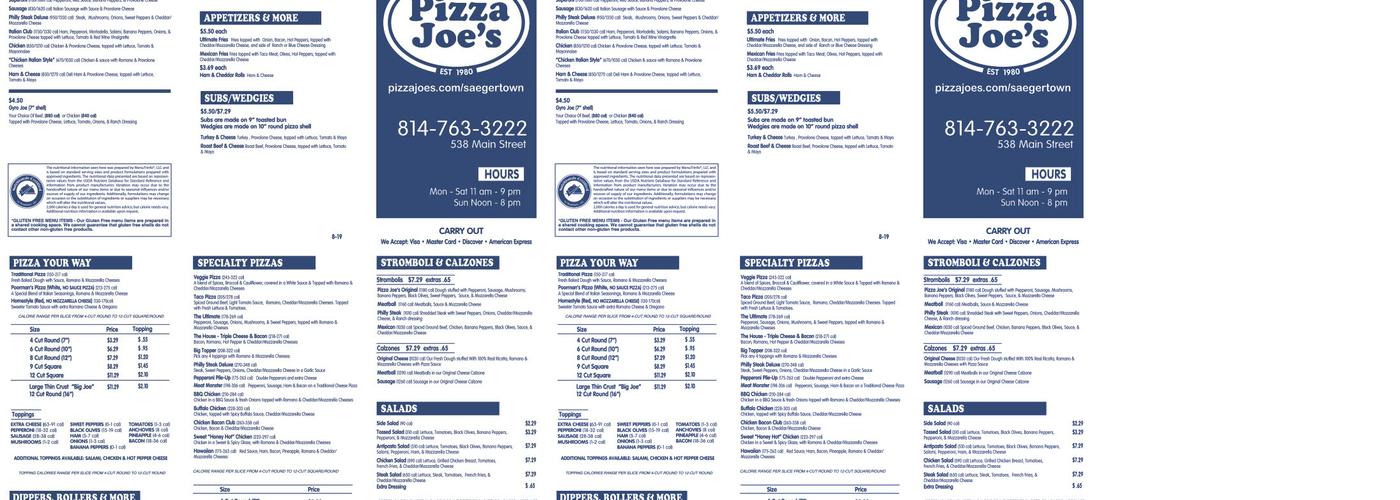 Pizza Joe's Menu