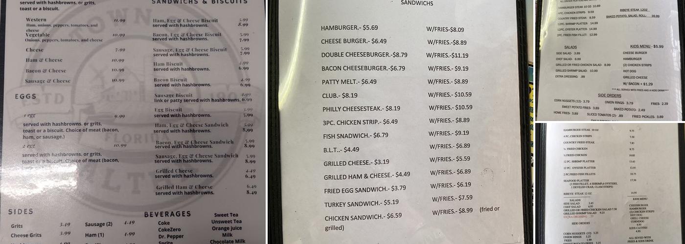 Altha Diner Menu