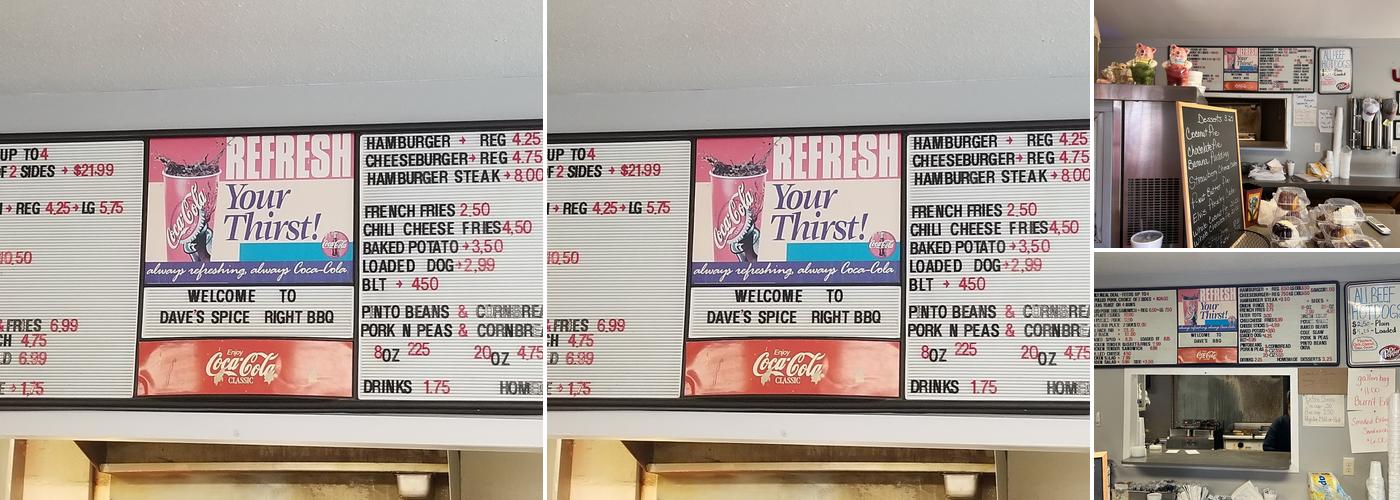 Dave's Spiced Right Bbq Menu