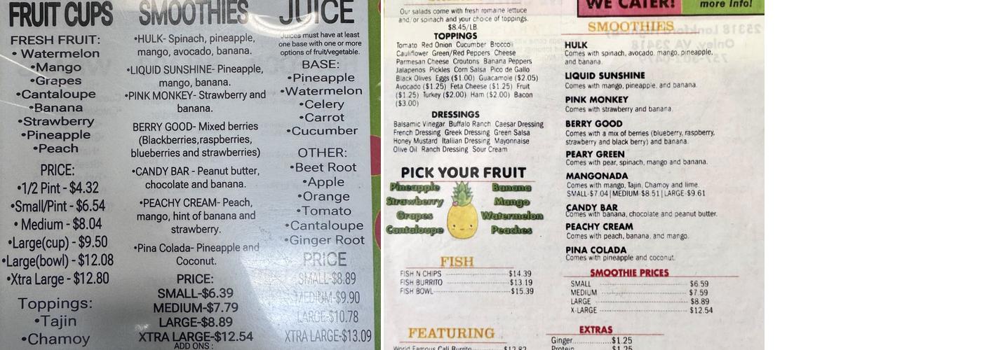 Molly's Fruit Menu