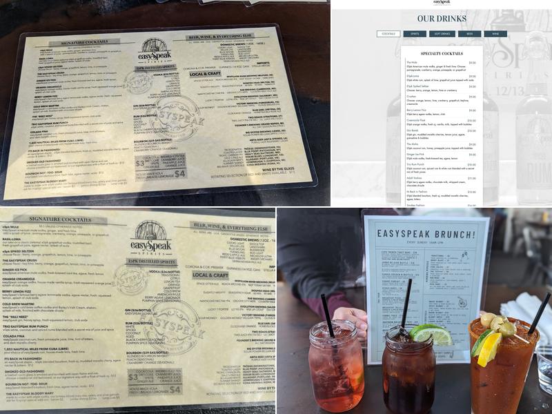 Easy Speak Spirits Menu