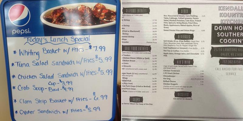 Kendall's Kountry Kitchen Menu