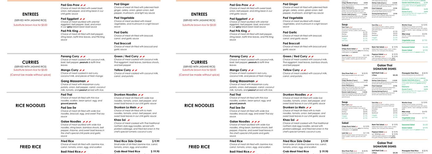 Galae Thai Menu