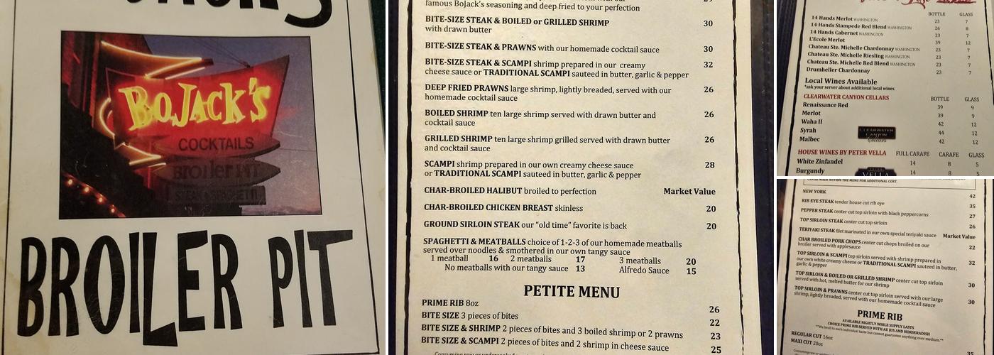 Bojack's Broiler Pit Menu