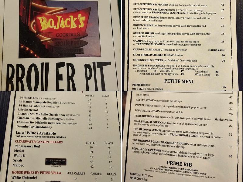 Bojack's Broiler Pit Menu