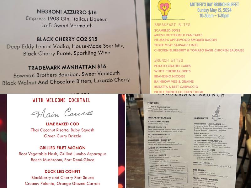 Trademark - An American Brasserie Menu