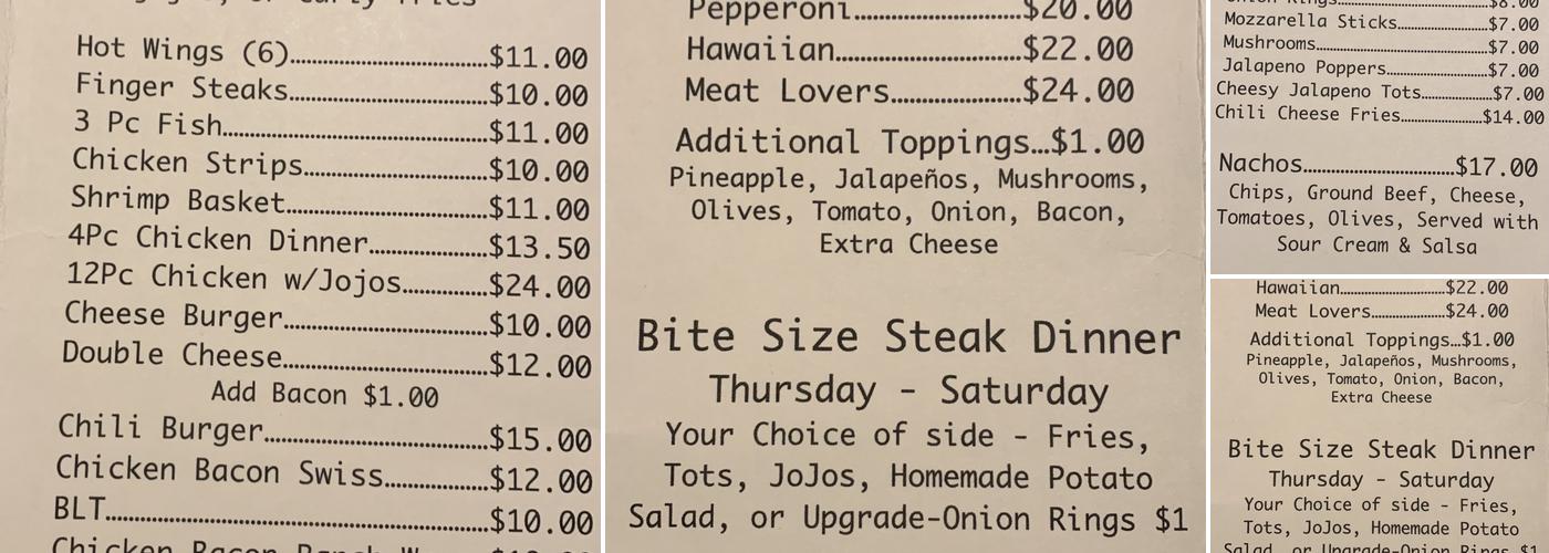 Woody's on the Prarie Menu