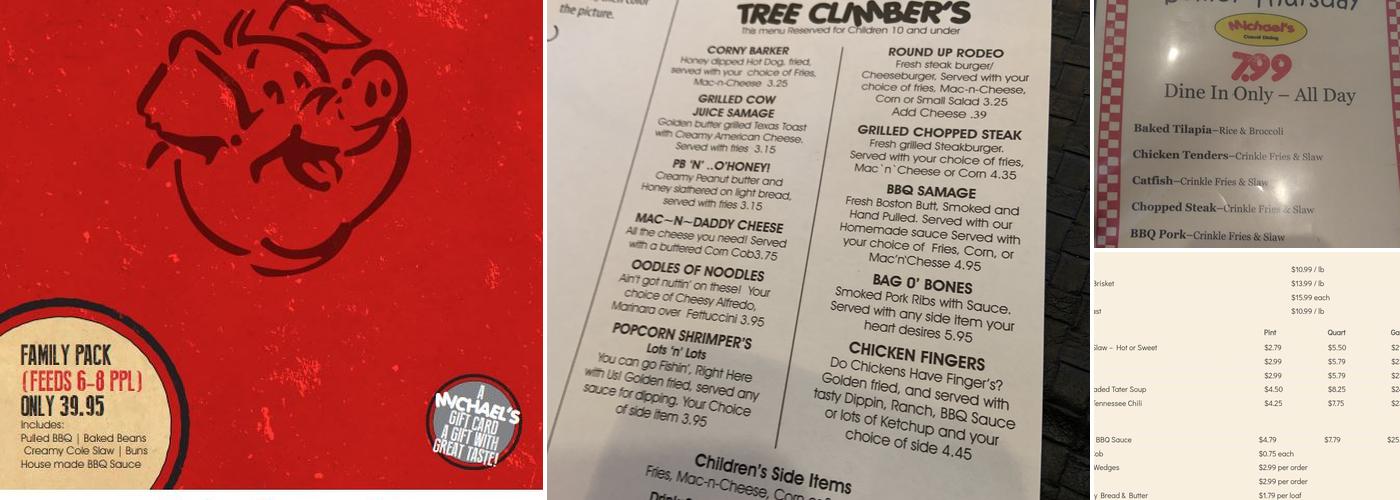 Michael's Casual Dining Menu