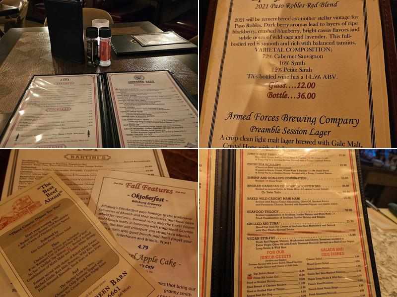 Aberdeen Barn Steakhouse Menu