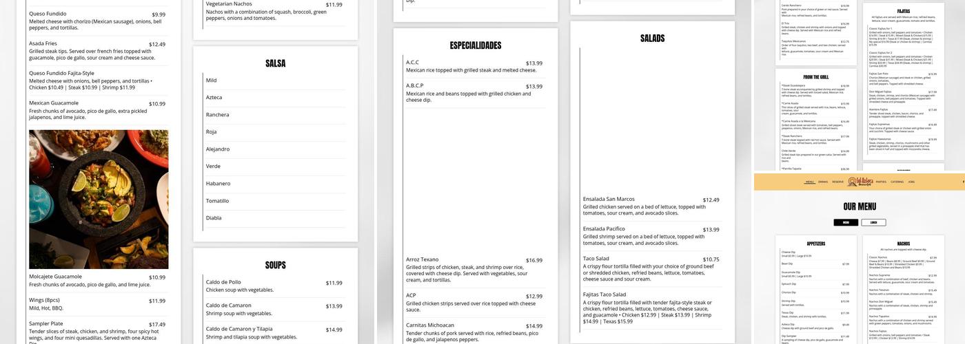 Sol Azteca Mexican Grill Menu