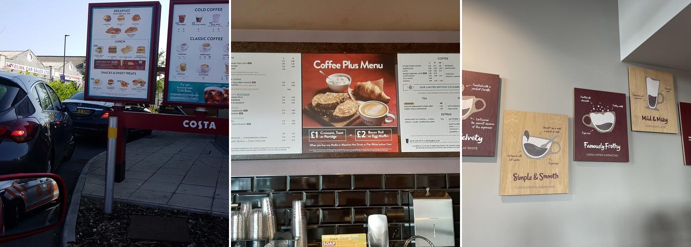 Costa Coffee Menu