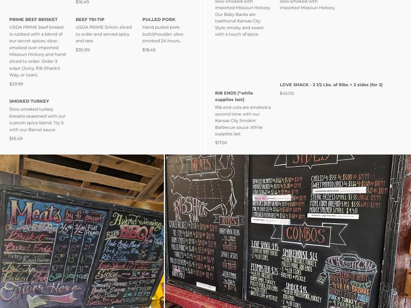 Rib Shack Barbecue Menu