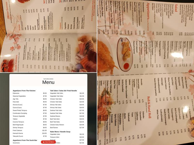 Sakura Sushi Menu
