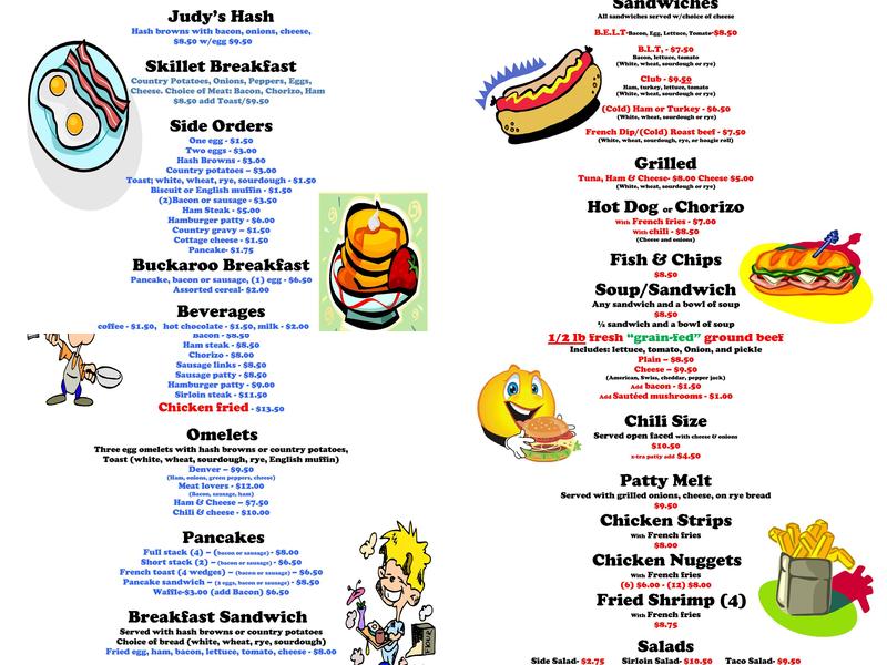 Buck's Saloon & Steakhouse Menu