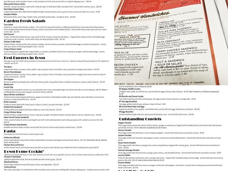 Kopper Kitchen Menu