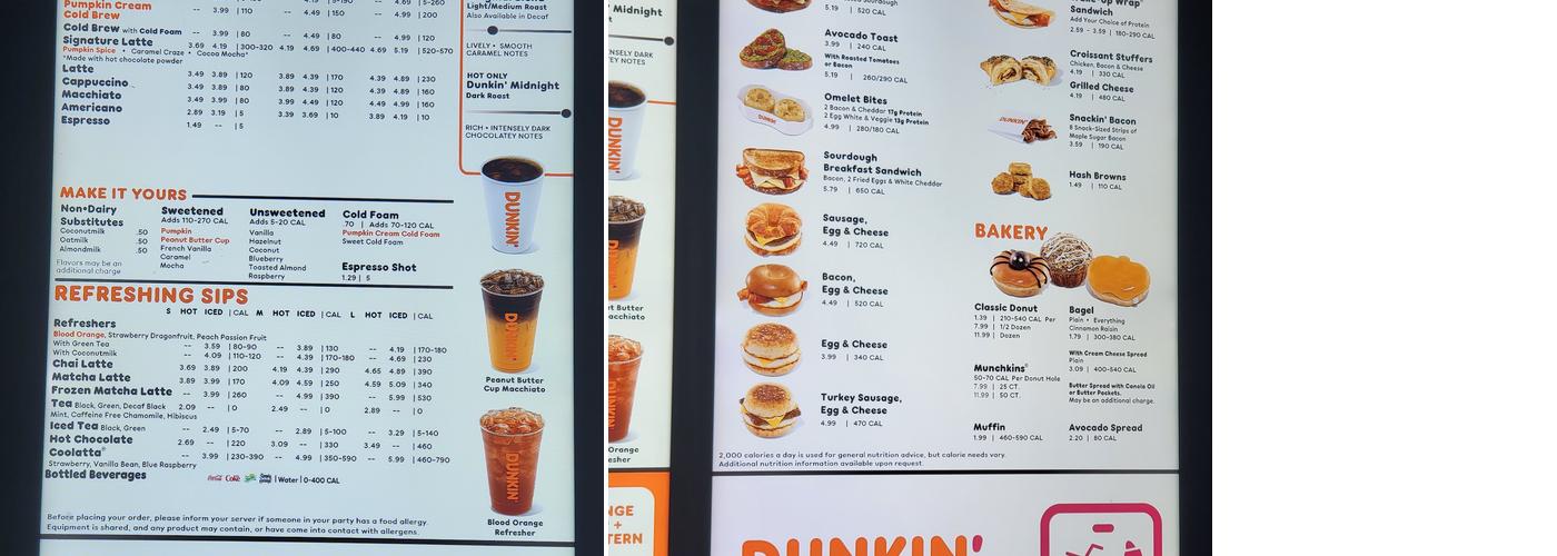 Dunkin' Menu