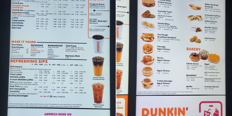 Dunkin' Menu