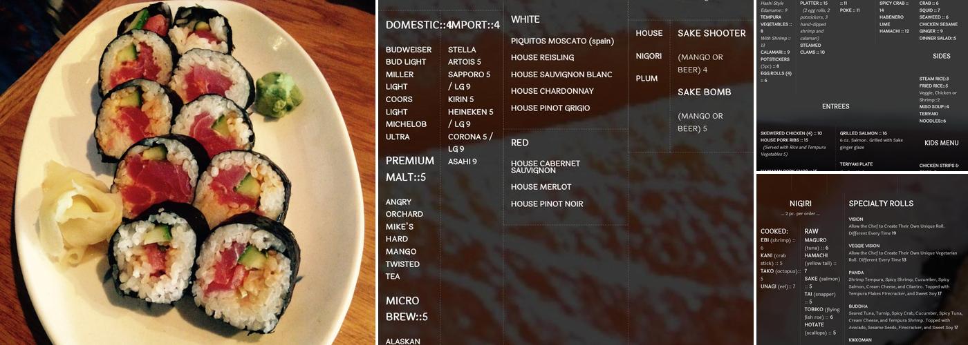 Blue Hashi Menu