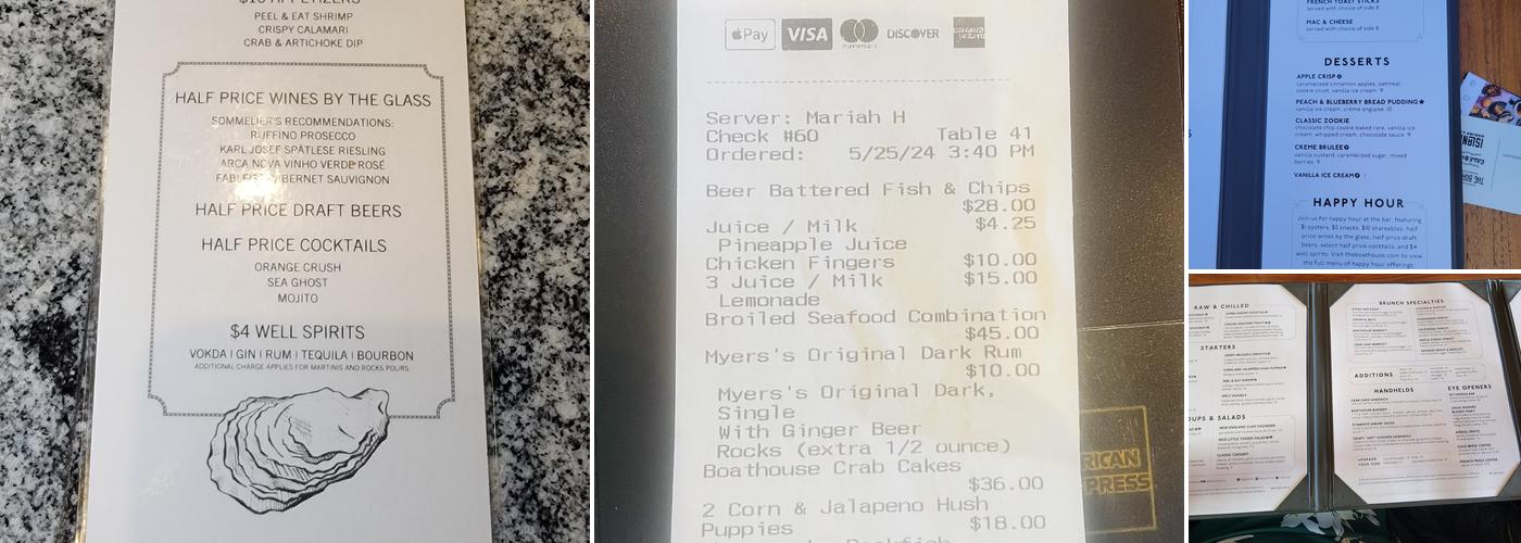 The Boathouse at City Point Menu