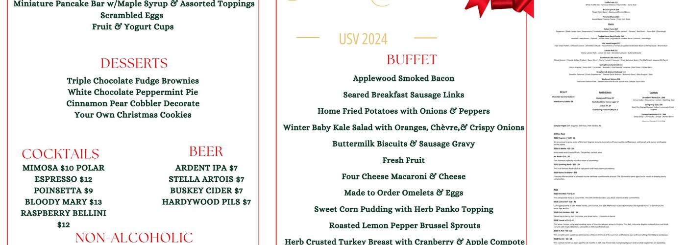 Upper Shirley Vineyards Menu