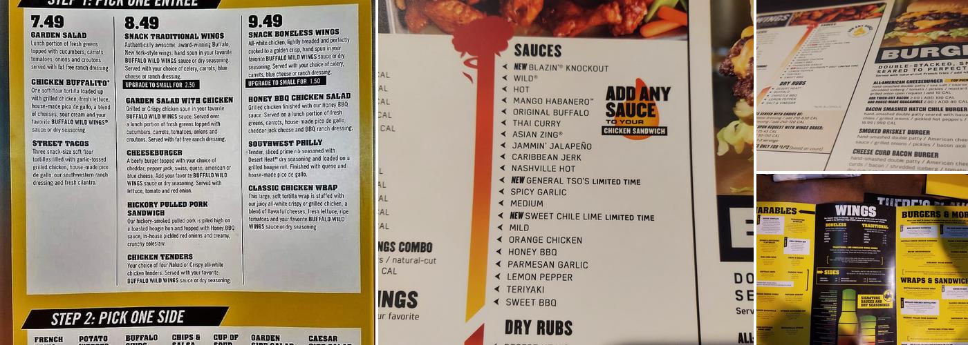 Buffalo Wild Wings Menu