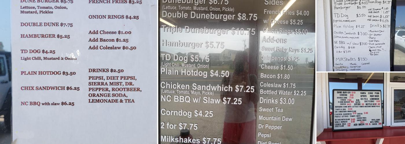 Dune Burger Menu