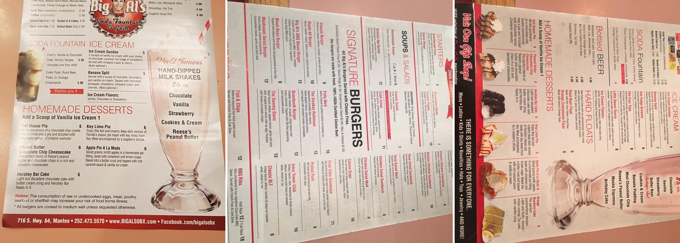 Big Al's Soda Fountain & Grill Menu